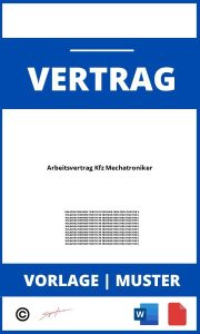 Arbeitsvertrag Kfz Mechatroniker PDF WORD