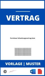 Formloser Schenkungsvertrag Auto WORD PDF