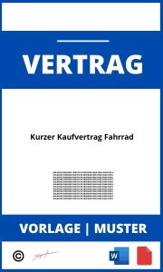 Kurzer Kaufvertrag Fahrrad WORD PDF