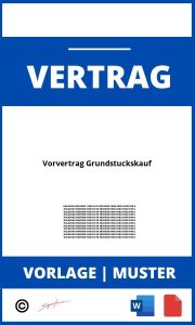 Vorvertrag Grundstückskauf WORD PDF